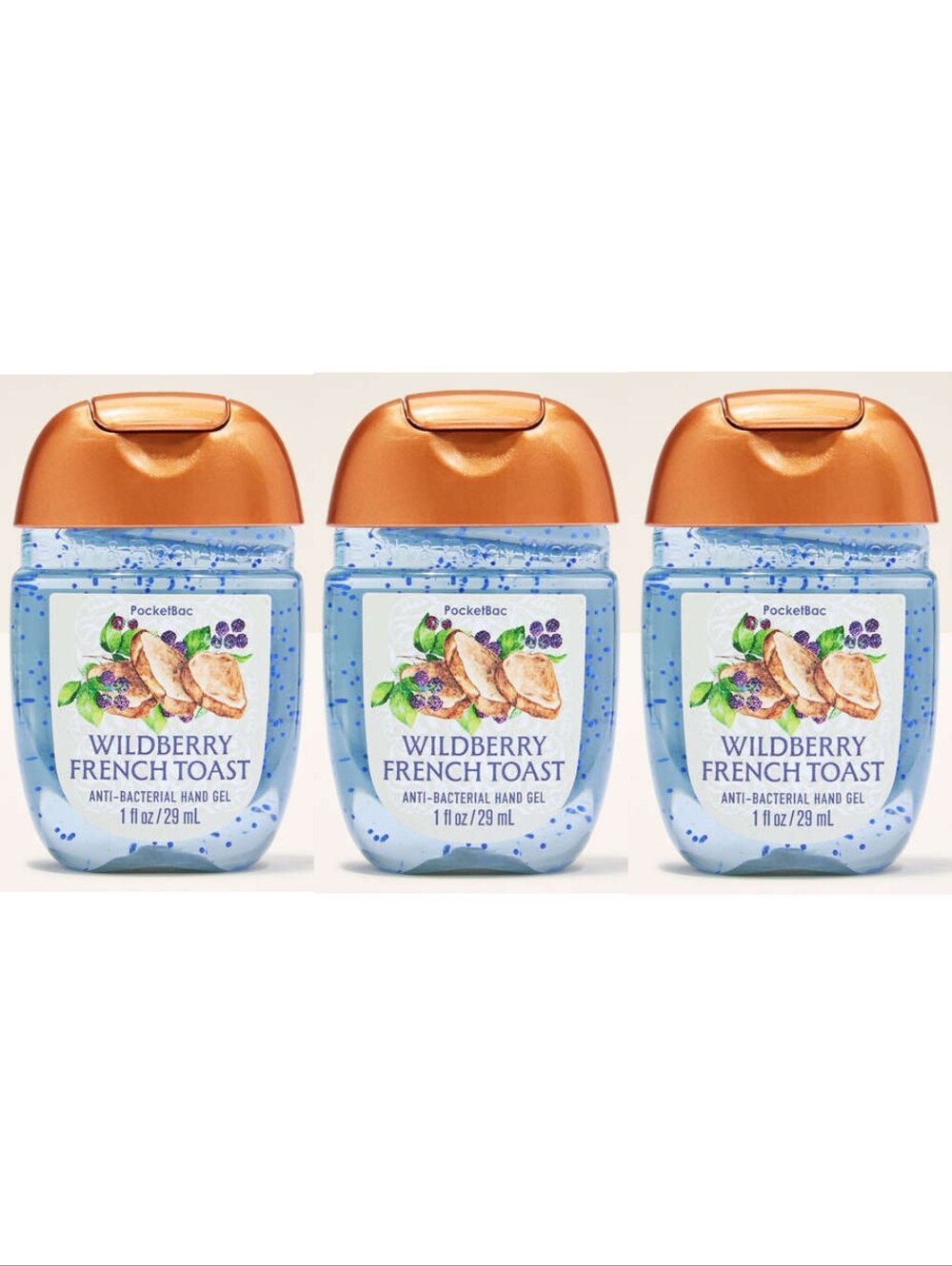 Bath Body Works Wildberry French Toast Pocketbac Hand Sanitizer Gel Set of 3 NEW
